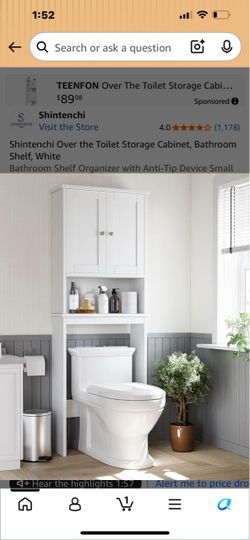 24.4” wide OVER THE TOILET BATHROOM STORAGE