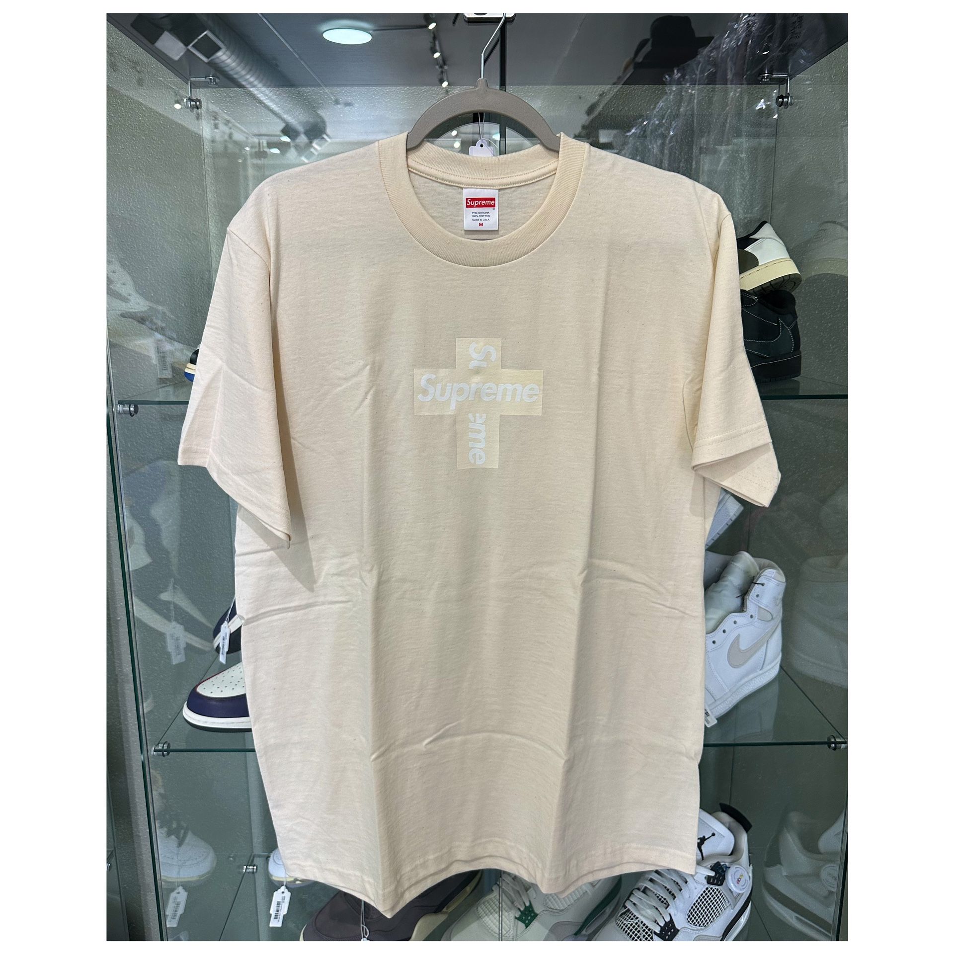 Supreme Cross Box Logo Tee FW20 NATURAL (Medium)