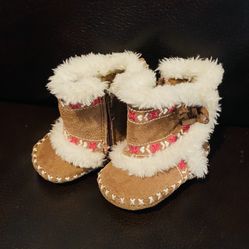 Baby Girl Leather Booties 0-3 M