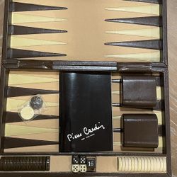 Vintage Pierre Cardin 70’s MCM Monogram Cloth Leather Trim Backgammon Game Set. New.