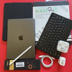 Apple IPad 8th Generation (10.2” Retina /Latest 18/ 2020 model) 32GB with stylus pen, keyboard & Accessories (No MDM Bypassed) 