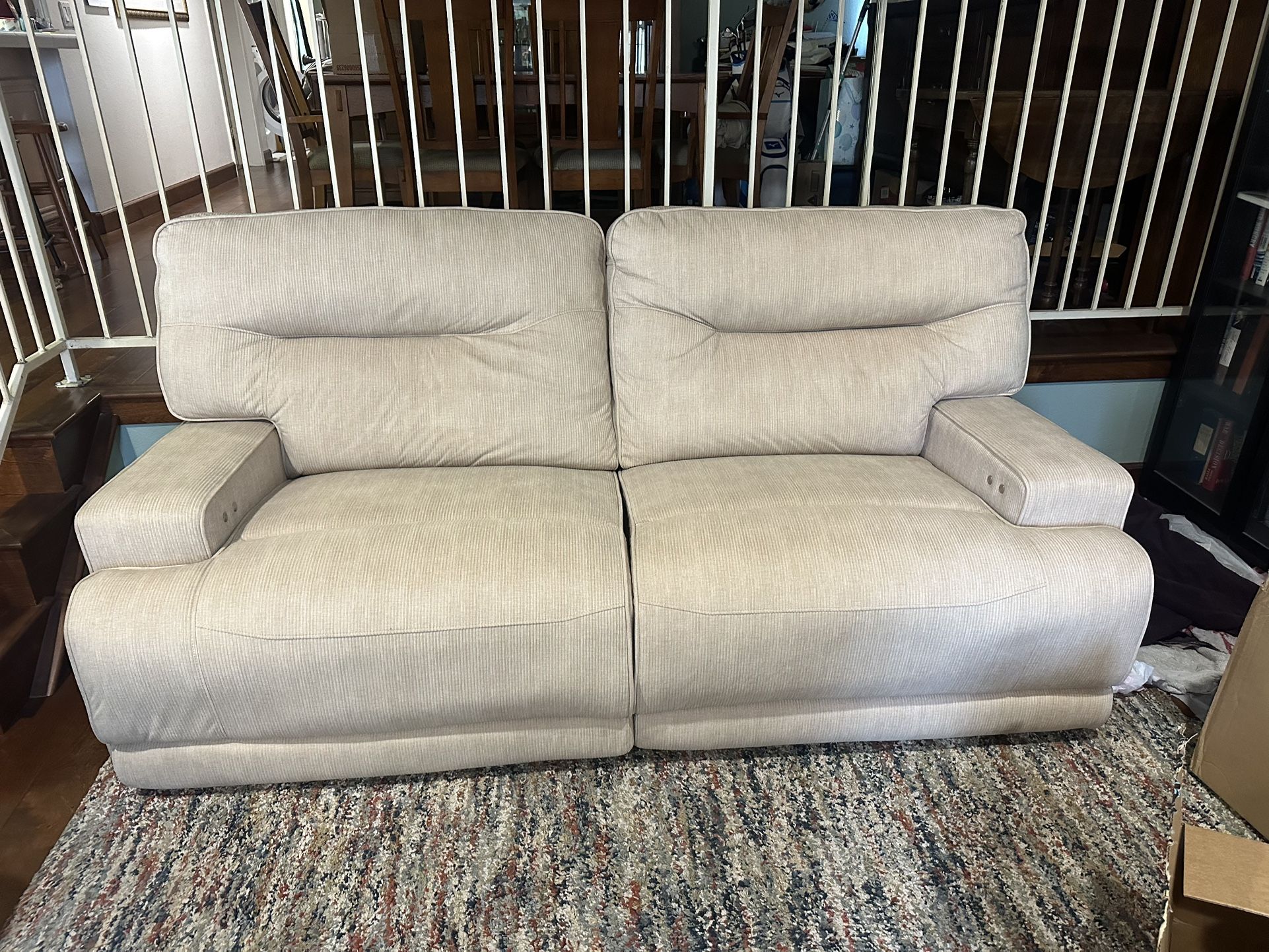 Double Reclining Couch Corduroy Beige