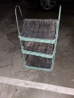 3-Tier Wicker Basket Storage Stand – Farmhouse Style