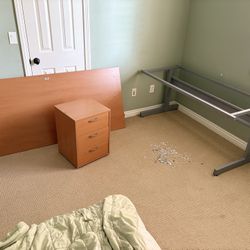 Vintage 1999  Ikea Office Desk Set - Wood Desktop + Filing Cabinet - $10