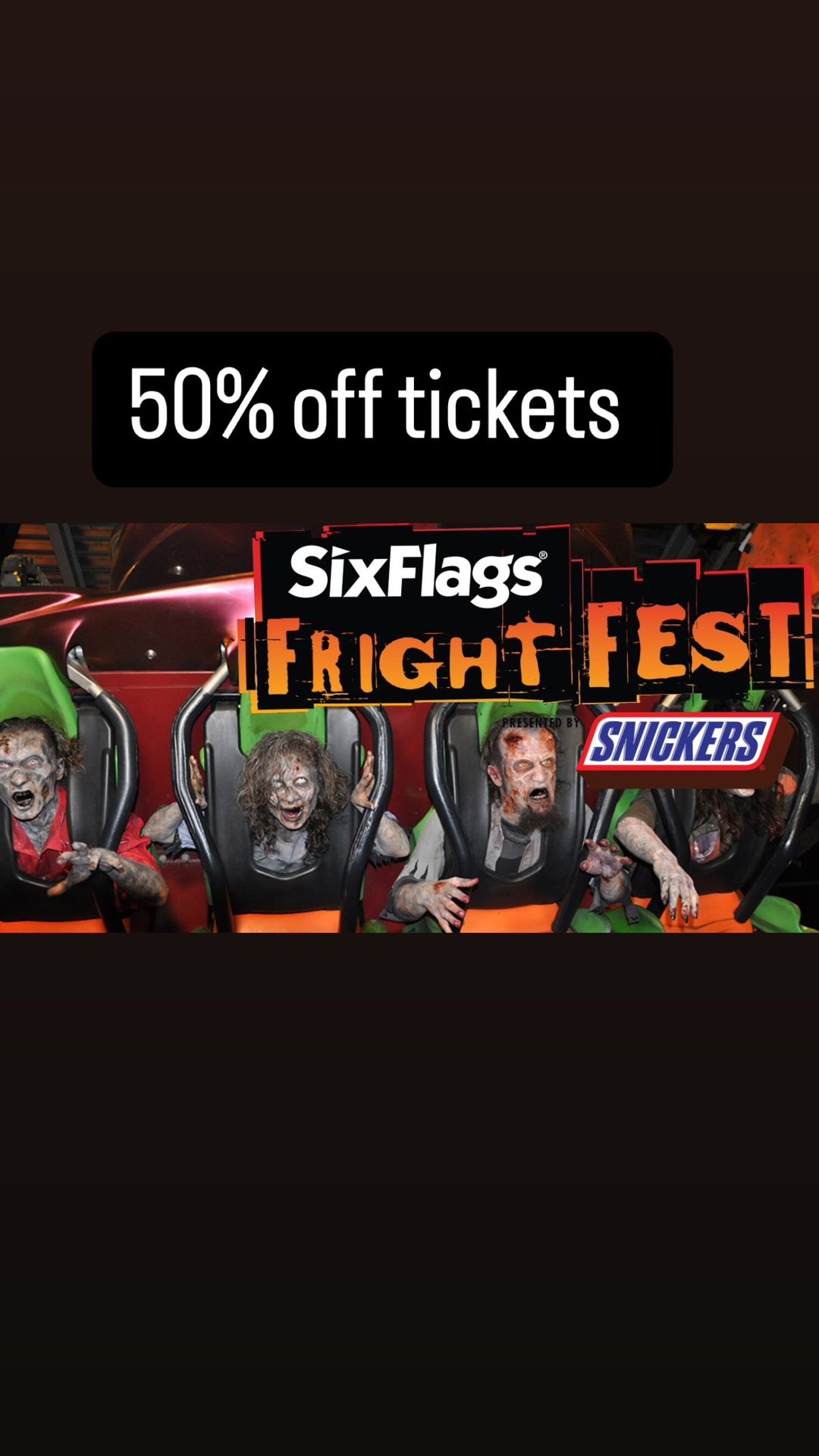 Six Flag Fright Fest/Knotts Scary Farm 50% Off 