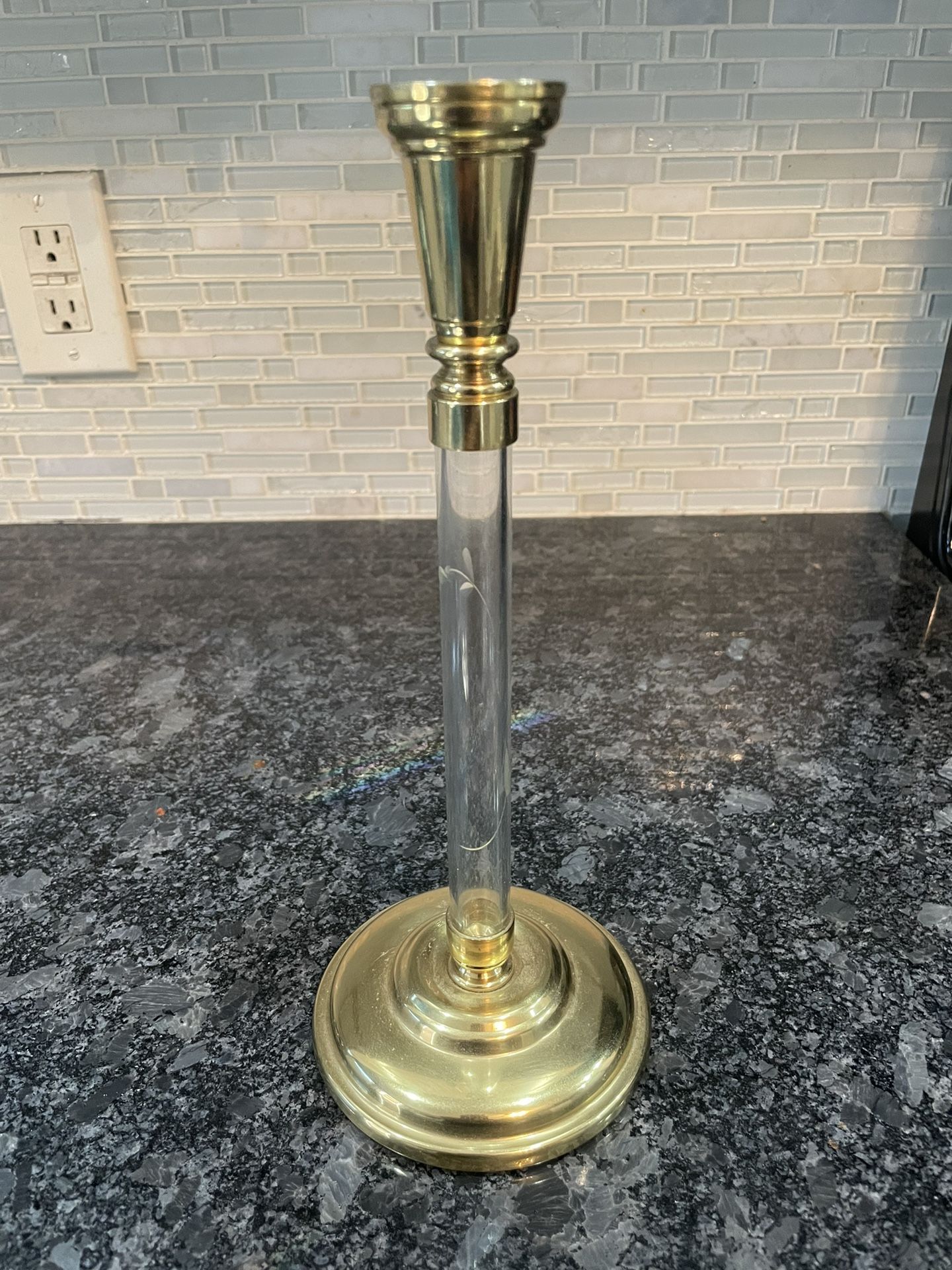 Vintage Brass And Lucite Candlestick Holder Made In USA