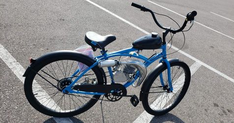 All New MOTORIZED BEACH CRUISER W BRAND NEW UPGRADED 80CC W DIRT BIKE RACE PIPE