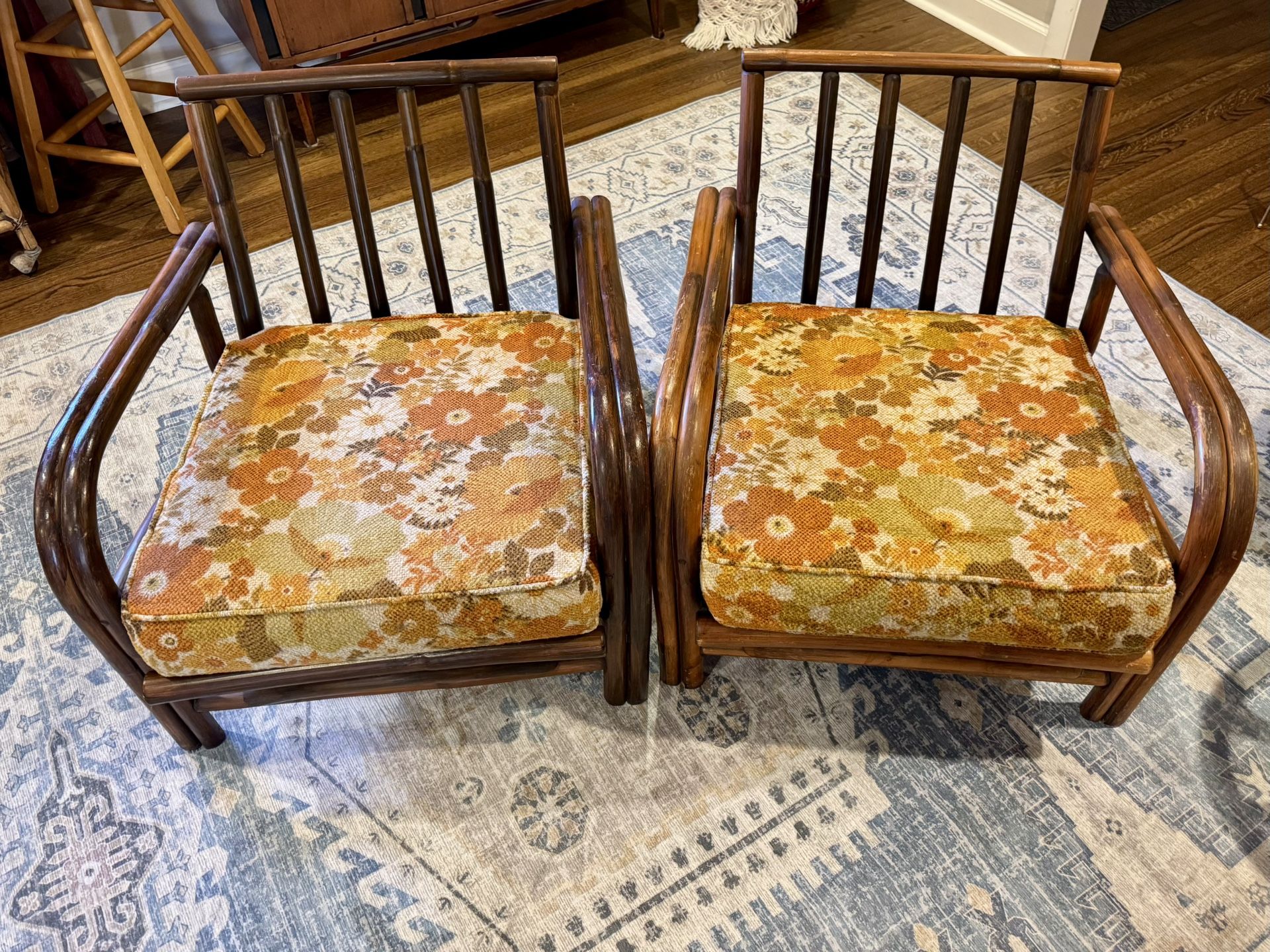 Two Mid Century Rattan Chairs