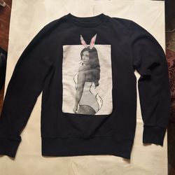 Black Graphic Sweatshirt-Kim Kardashian Bunny Ears Pop Art Style Unisex Pullover