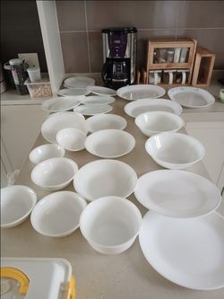 Corelle white dinnerware set bowls plates small large 26 pieces