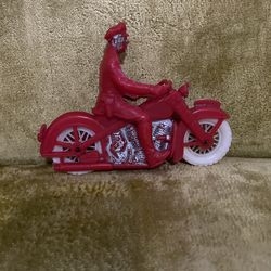 Vintage Auburn Rubber Red Motorcycle Toy