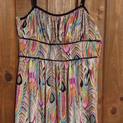 Peacock Spaghetti Strapped Sundress  Size Small Mid Thigh Length
