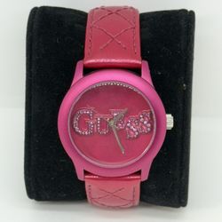 GUESS U96004L2 Women's Pink on Pink Quilted Patent Leather Strap Wristwatch