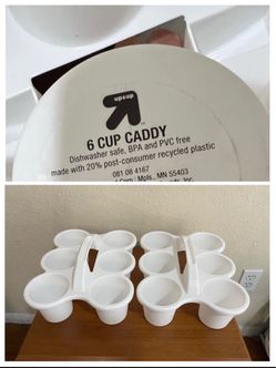 2 New Plastic White Cup Caddy . Each 1$