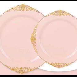 Set De Plato’s Finos Plásticos Recusables200en Total  Color Rocita Clarito