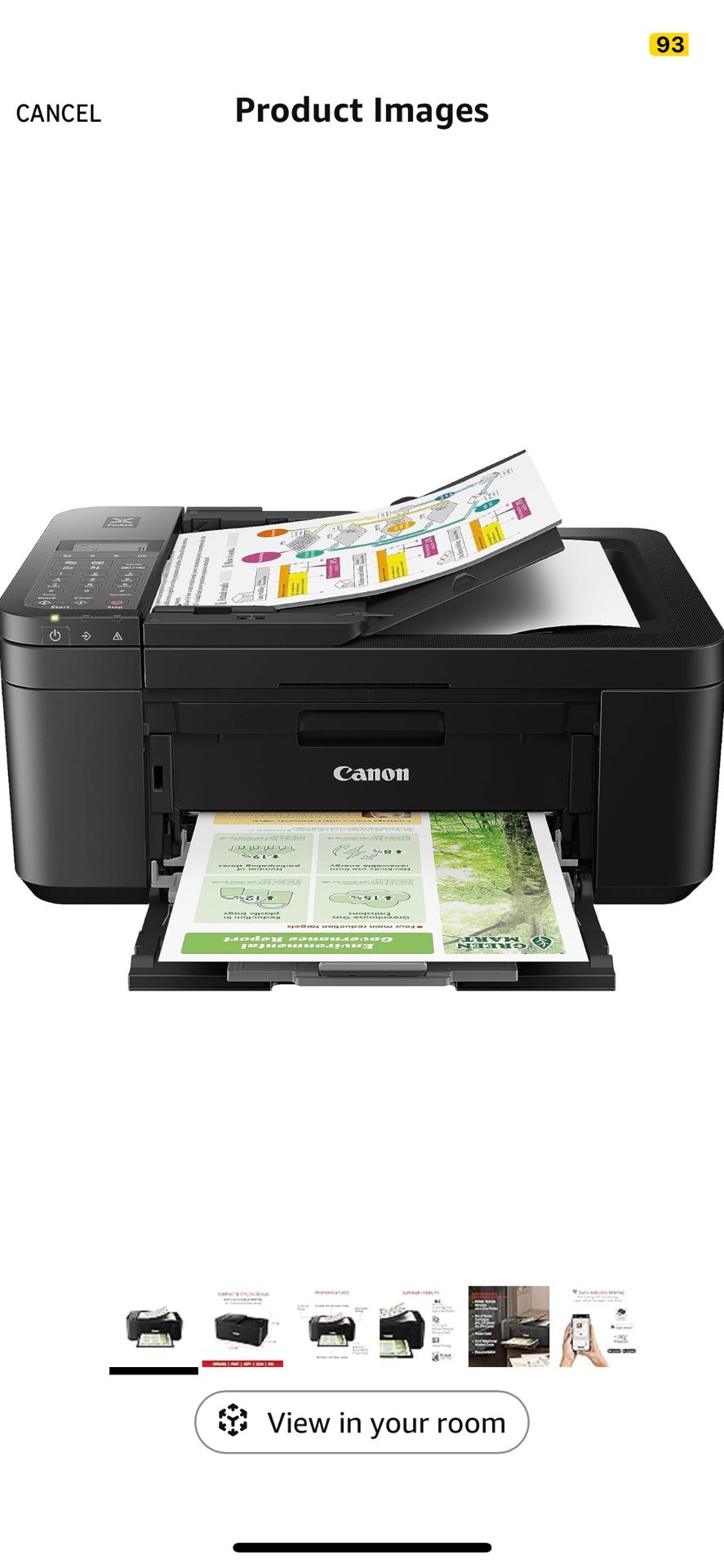 Canon PIXMA TR4720 All-in-One Wireless Printer, Home Use with Auto Document Feeder, Mobile Printing and Built-in Fax, Black