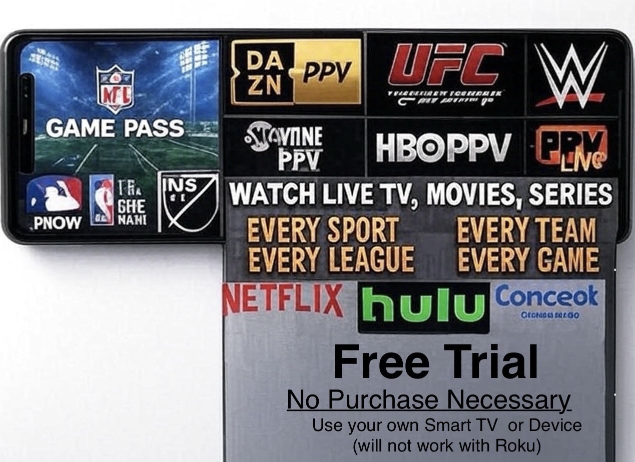 Streaming TV Service 50,000+ Channels which include PPV, UFC, All Sports, Live TV, Movies & Much More