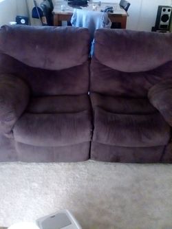 Dark brown Reclining Love seat And 3 Seater