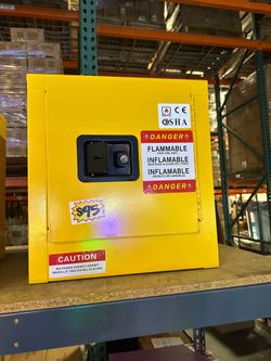 New OSHA Standard Yellow 17”x17”x18” Flammable Safety Cabinet 11 Gal Cold-Rolled Steel Flammable Liquid Storage