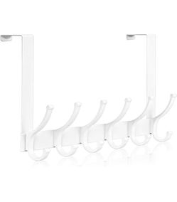 Optish Over The Door Hooks, Door Hanger Hooks for Hanging, Over The Doors Towel Racks for Bathroom, Coat Rack Dorm Essentials (1Pack, White, Fit 1-3/4