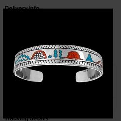 Navajo 925 Sterling Silver Natural Turquoise Cuff For Man Or Woman 