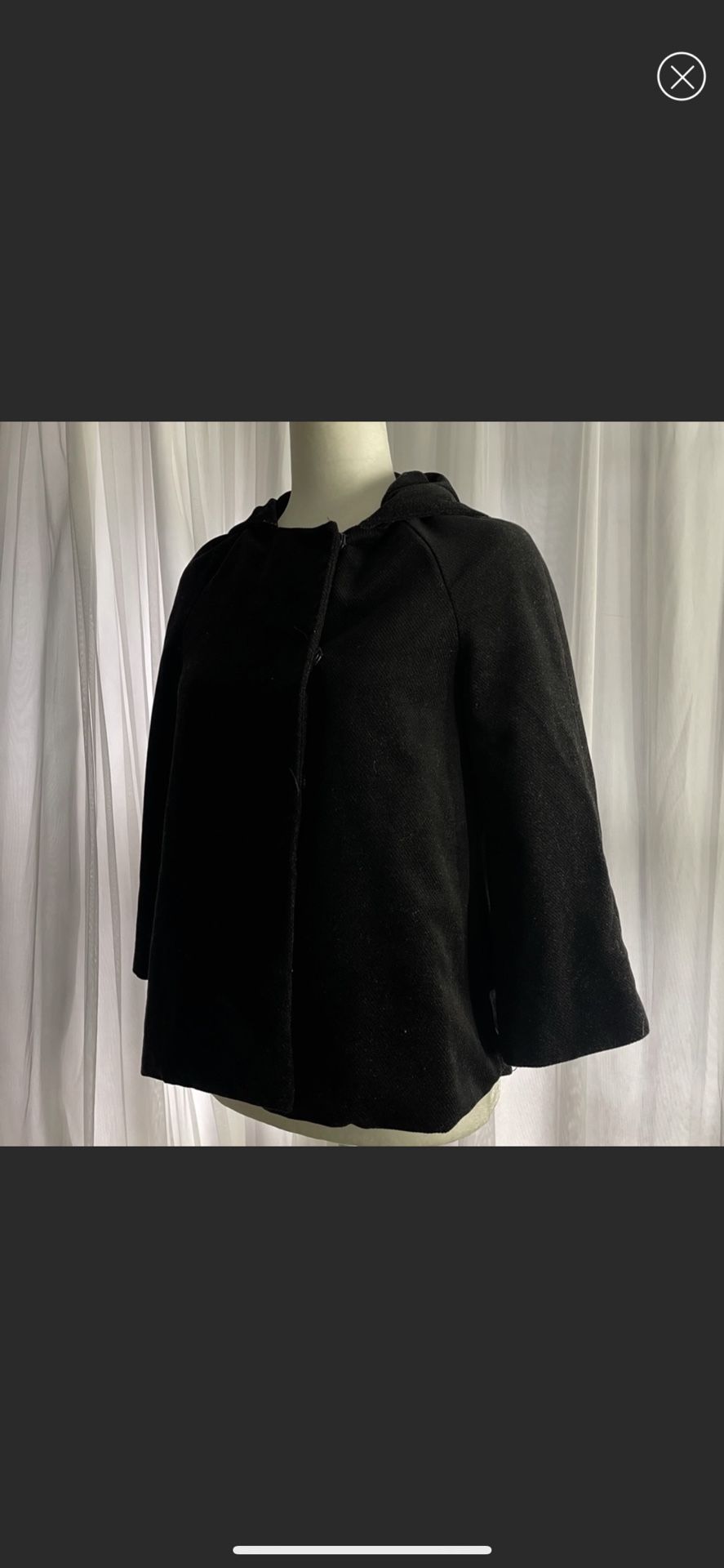 Poleci Womens Small Black Casual Button Up Hooded Coat