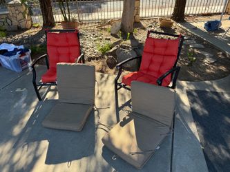 2 Heavy-Duty Patio Rocking Chairs + 2 Sets of Cushions