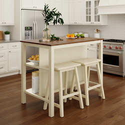 Gotland 45" Solid Wood Kitchen Island with 2 Open Storage Shelves