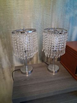 Pair of Crystal Chandelier Table Lamps