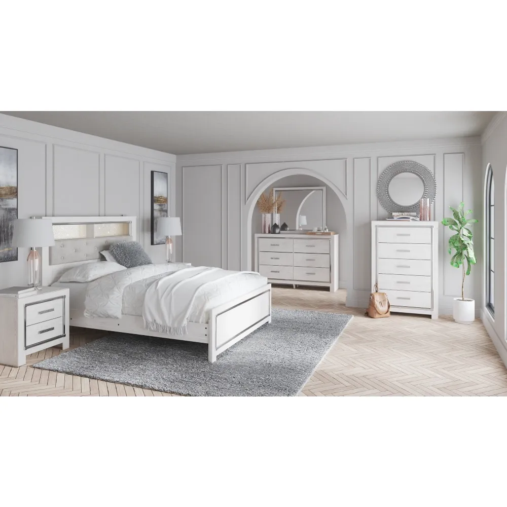 Altyra Queen Panel Bookcase Bed with Mirrored Dresser Huge Bargain Bash