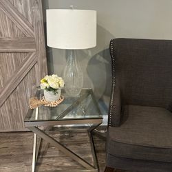 Glass Brushed Nickel End Tables (2)