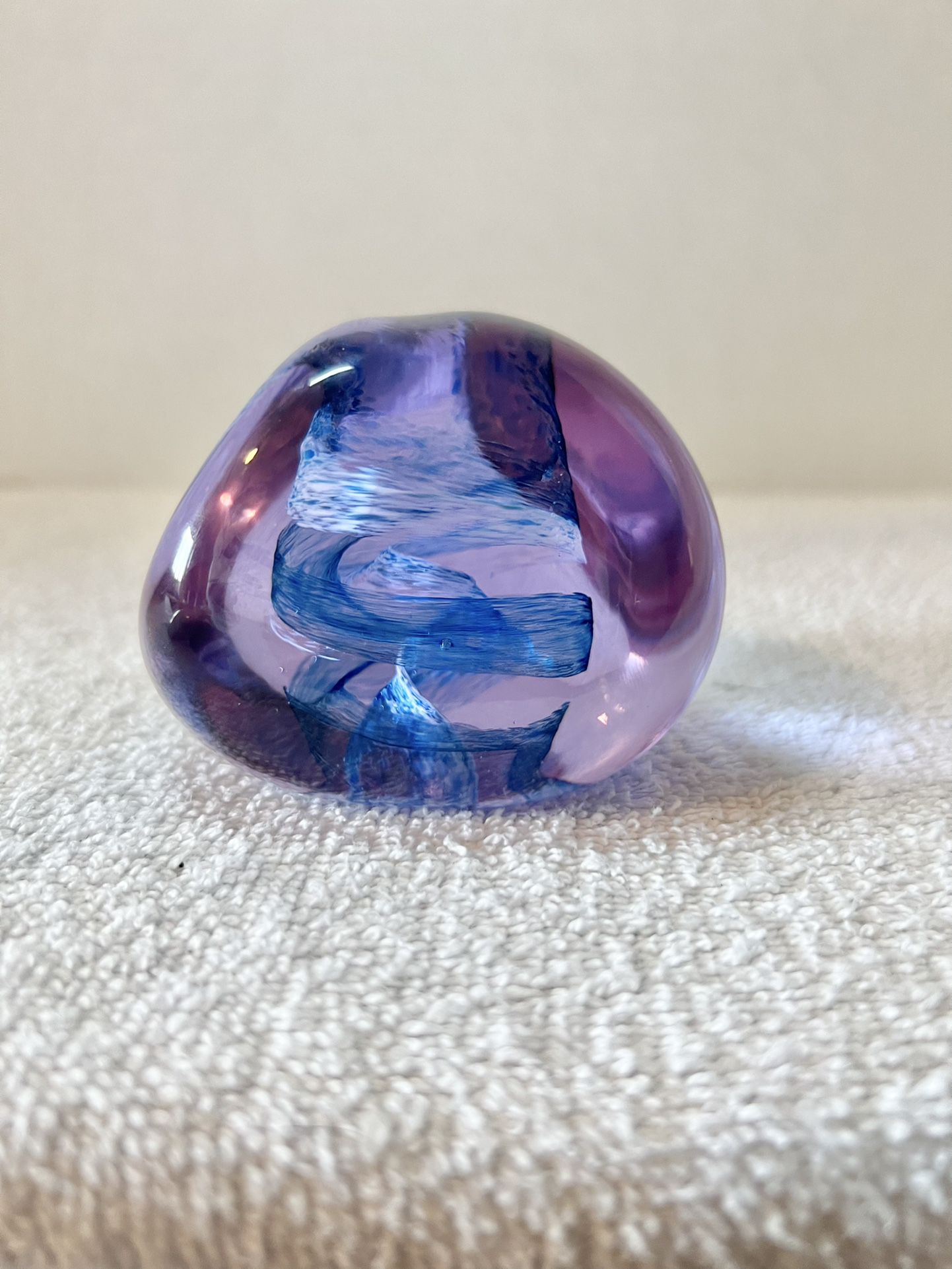 Caithness Scotland “ Pebble” Art Glass Abstract Paperweight/Acid Etched And Hand Numbered 