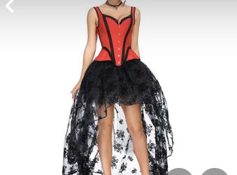 Brand New Corset & Elastic Skirt runs about 2x sizes small. This is a XXL see size chart