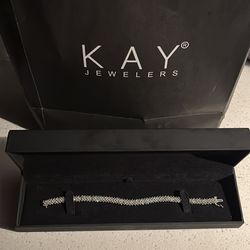 White Lab-Created Sapphire Line Bracelet Sterling Silver 7.25"