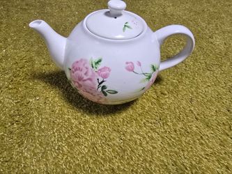 Floral Ceramic Teapot Pink Rose Cottagecore Tea Pot with Lid