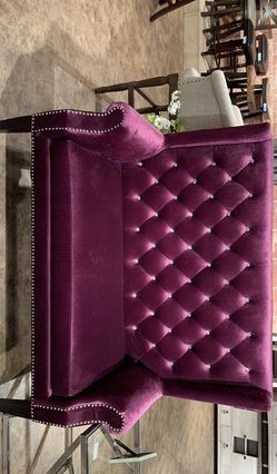 Strawberry Velvet Purple High Back Loveseat