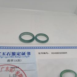 Lot 2rings Size 5,6 US Width 3.6mm Blue Icy Natural JADE JADEIST GUATELA JADE BAND RINGS LOT