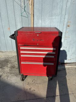 Red 4-Drawer Rolling Tool Cart with Lift Top (No Keys)