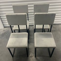 Modern Metal Suede Dining Chairs Patio or Indoor