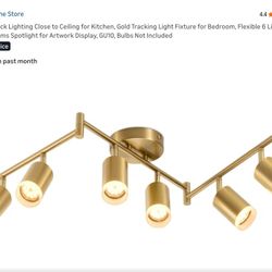 Bojim 6 Light Gold Track Lighting Kit, Modern LED Track Lighting Fixtures Ceiling, Flexibly Rotatable LED Light Head with Acrylic Ring, Kitchen Ceilin