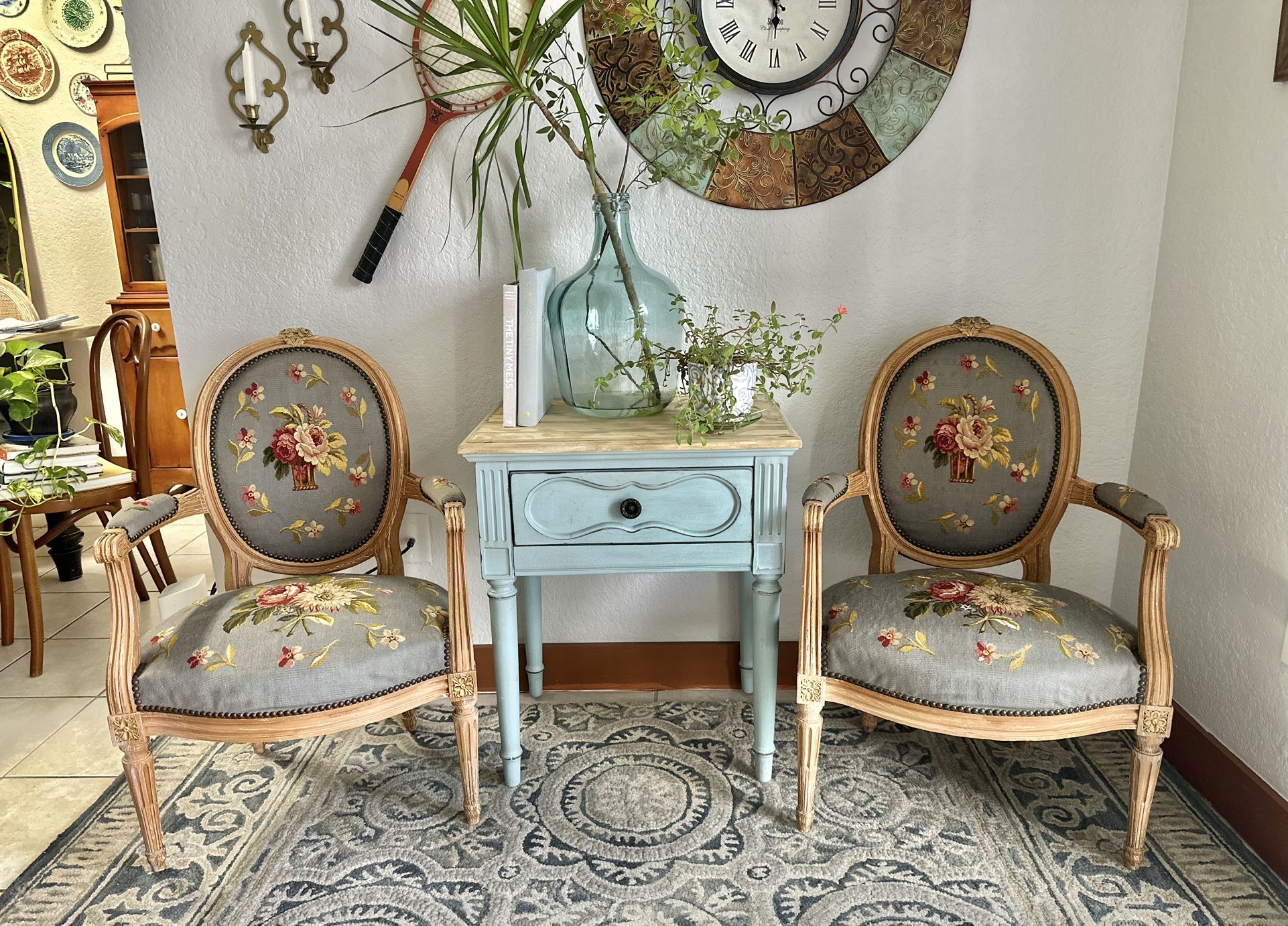Antique Chairs And Side Table