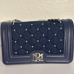 Navy Denim Purse with Studs