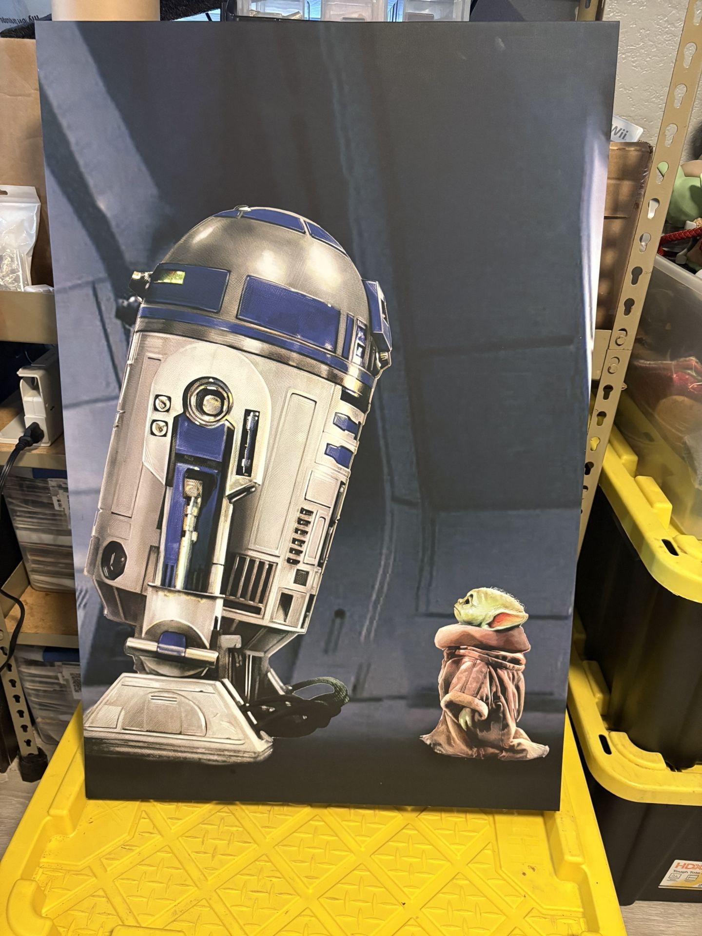 R2D2 & Grogu “Look up Grogu” canvas 36”x24”