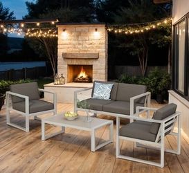 Outdoor patio 4 piece conversation set, loveseat with 2 chairs and coffee table new