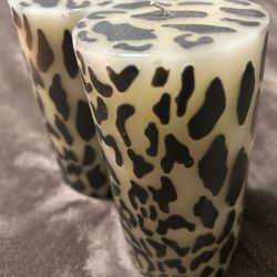 3 leopard print  candles