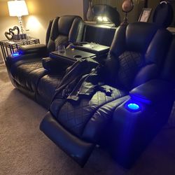 Panther Paw Leather Reclining Leg & Head Rest Couch 