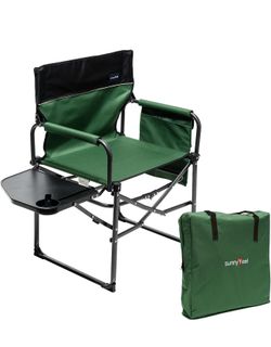 SUNNYFEEL Camping Directors Chair, Heavy Duty,Oversized Portable Folding Chair with Side Table, Pocket for Beach, Fishing,Trip,Picnic,Lawn,Concert Out