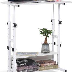  Small Standing Desk Adjustable Height, Mobile Stand Up Desk with Wheels, 32 Inch Portable Rolling Desk Small Computer Desk, Portable Laptop Desk Stan