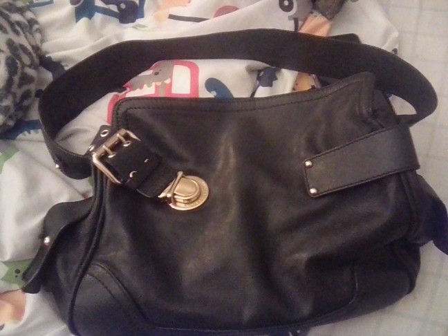 Marc Jacobs Leather Hobo Bag With Gold Belt Buckles