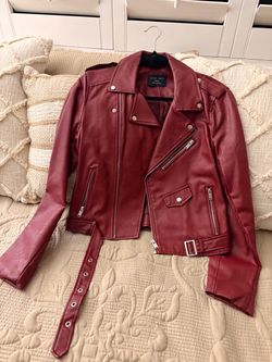 Love Tree Red Faux Leather Moto Jacket